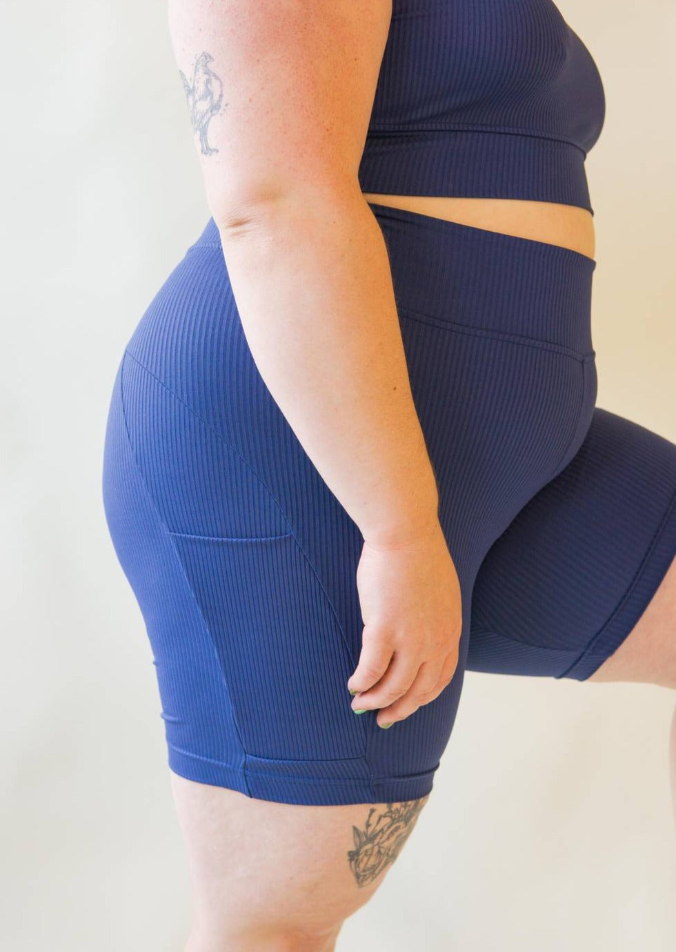 Bronco | Rib Knit Bike Shorts in Navy, Street_and_Saddle, local_plus_size_inclusive_ethical