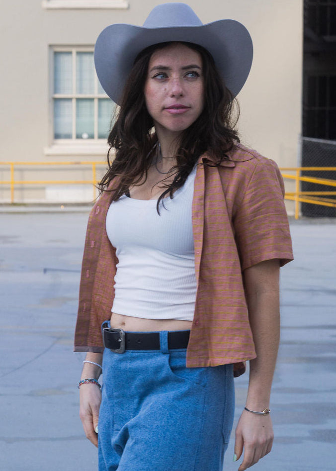 Peach Colt | Short Sleeve Linen Shirt, Street_and_Saddle, local_plus_size_inclusive_ethical