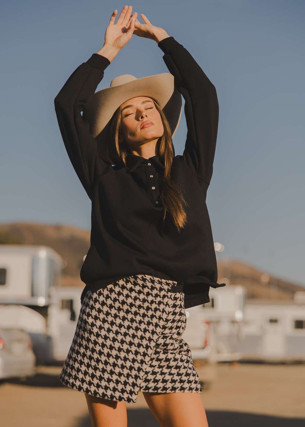 Milton Menasco | Ascot Houndstooth Wool Skirt, Street_and_Saddle, local_plus_size_inclusive_ethical