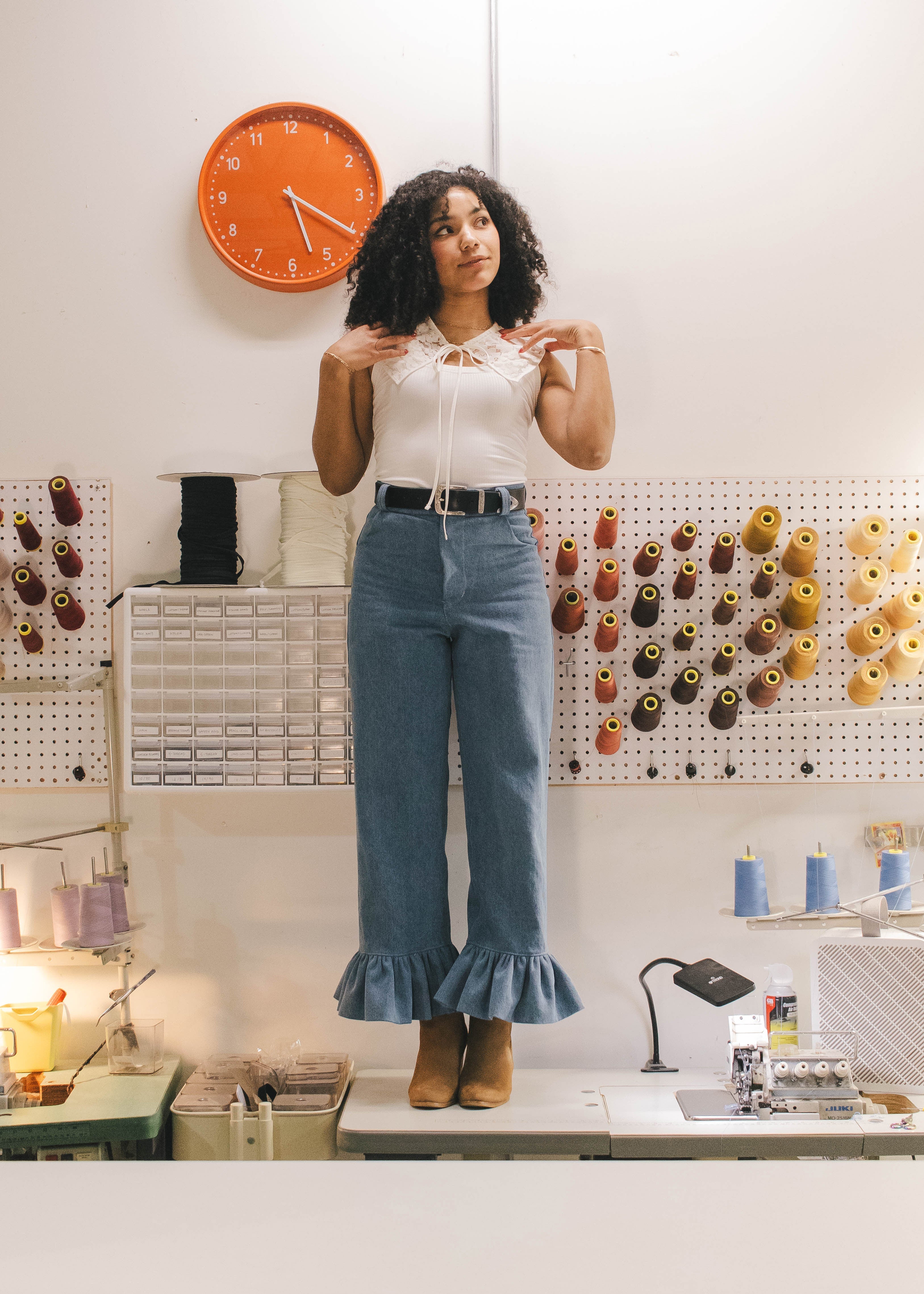 Lilooet | Denim Ruffle Cuff Pants, Street_and_Saddle, local_plus_size_inclusive_ethical