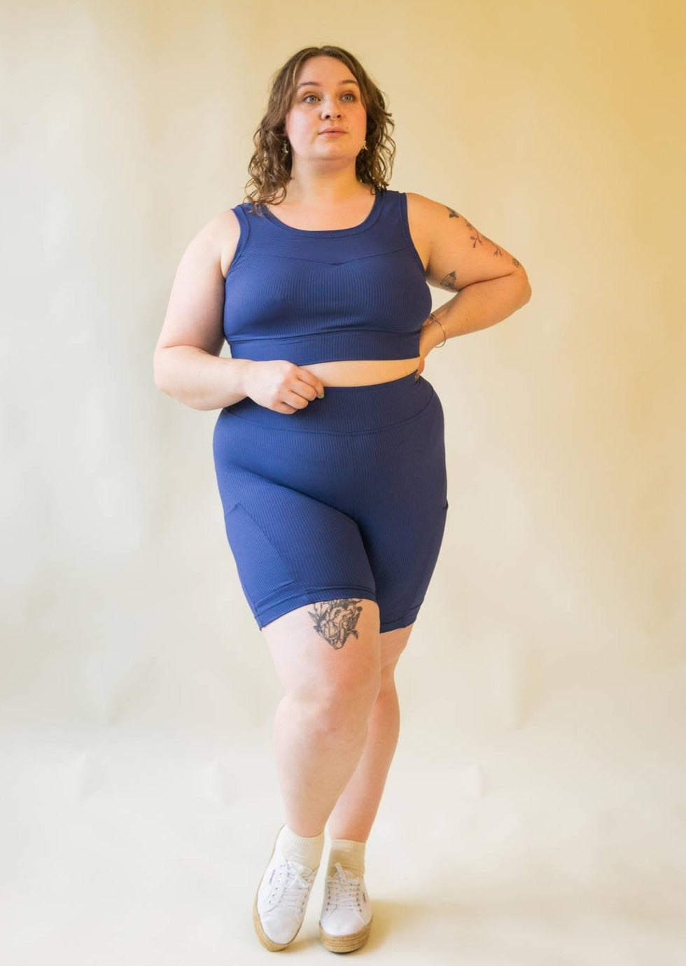 Bronco | Rib Knit Bike Shorts in Navy, Street_and_Saddle, local_plus_size_inclusive_ethical
