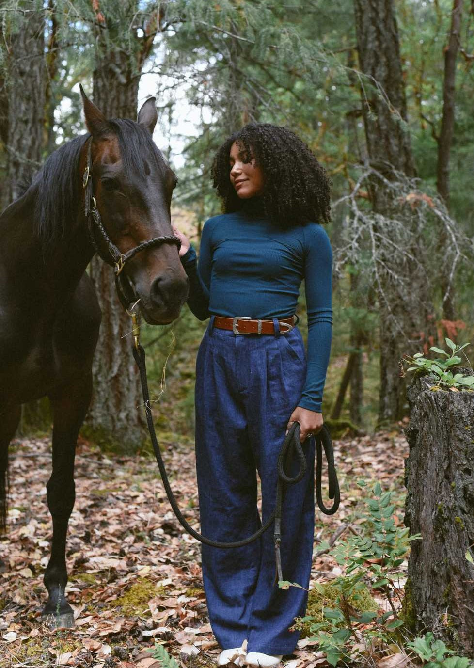 Hickstead Trouser | Chambray Wide Leg High Rise Pleated Pant, Street_and_Saddle, local_plus_size_inclusive_ethical