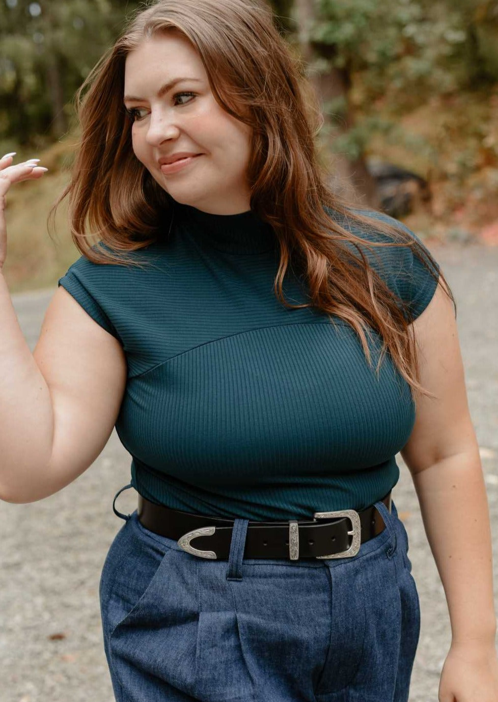 Highland | Cap Sleeve Mock Neck Knit Top, Street_and_Saddle, local_plus_size_inclusive_ethical