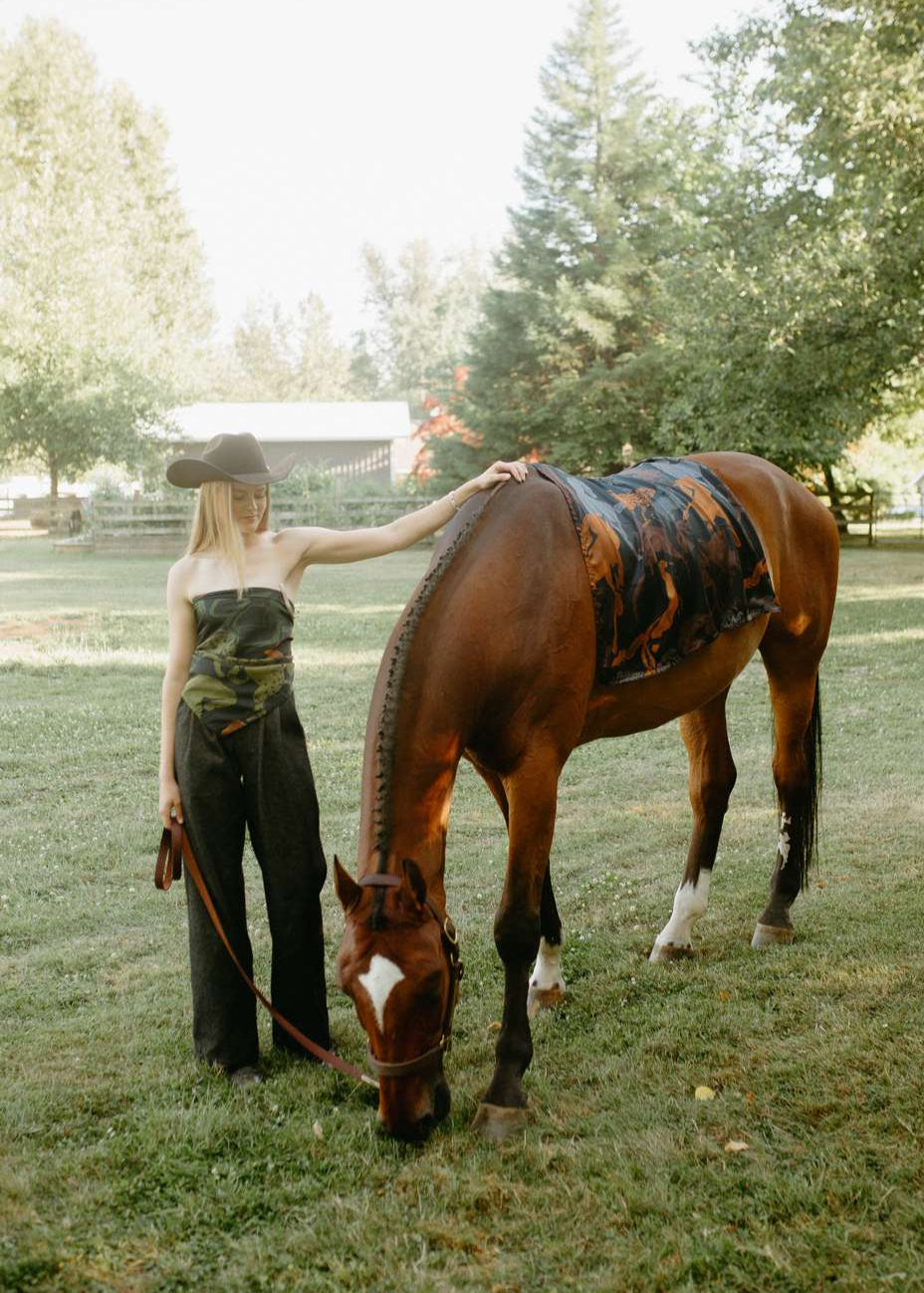 Jockey | Horse Print Wild Rag/Scarf, Street_and_Saddle, local_plus_size_inclusive_ethical