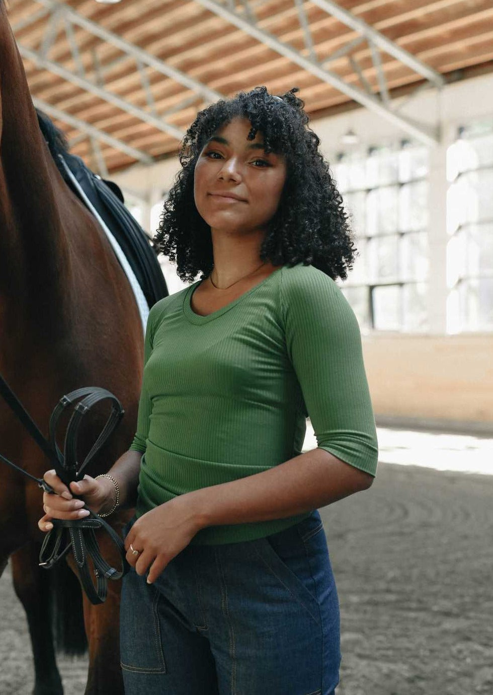 Whinny Tee | V-neck Elbow Length Sleeve T-shirt, Street_and_Saddle, local_plus_size_inclusive_ethical