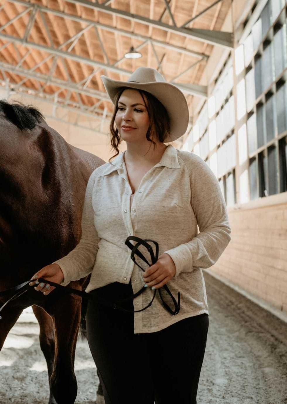 Horse Camp | Knit Linen Long Sleeve Blouse, Street_and_Saddle, local_plus_size_inclusive_ethical