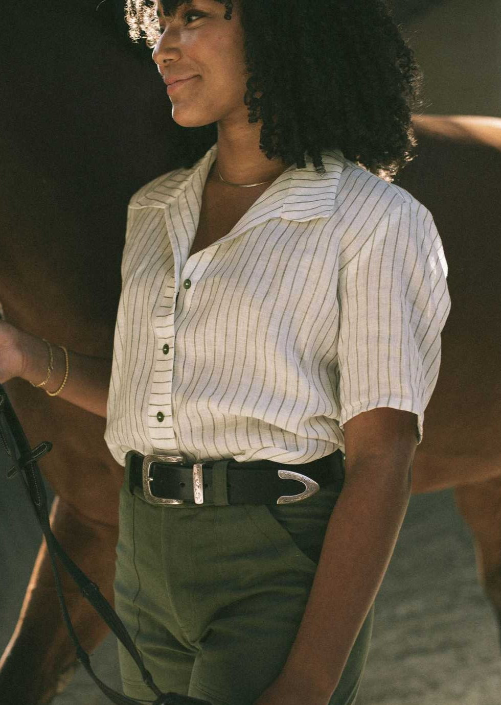 Colt | Stripe Linen Short Sleeve Shirt, Street_and_Saddle, local_plus_size_inclusive_ethical