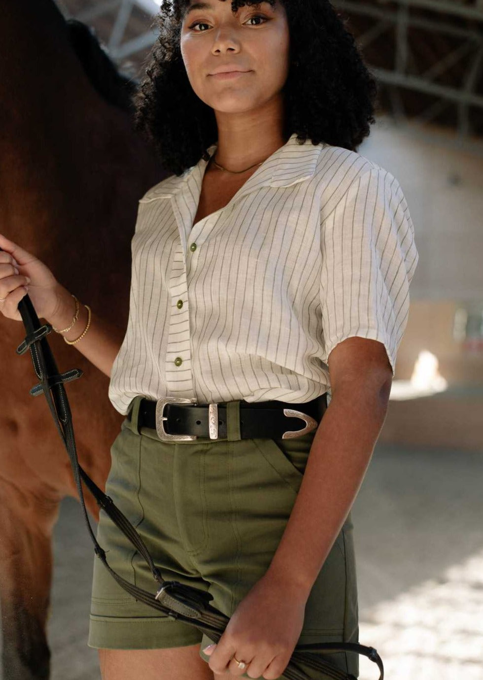 Colt | Stripe Linen Short Sleeve Shirt, Street_and_Saddle, local_plus_size_inclusive_ethical