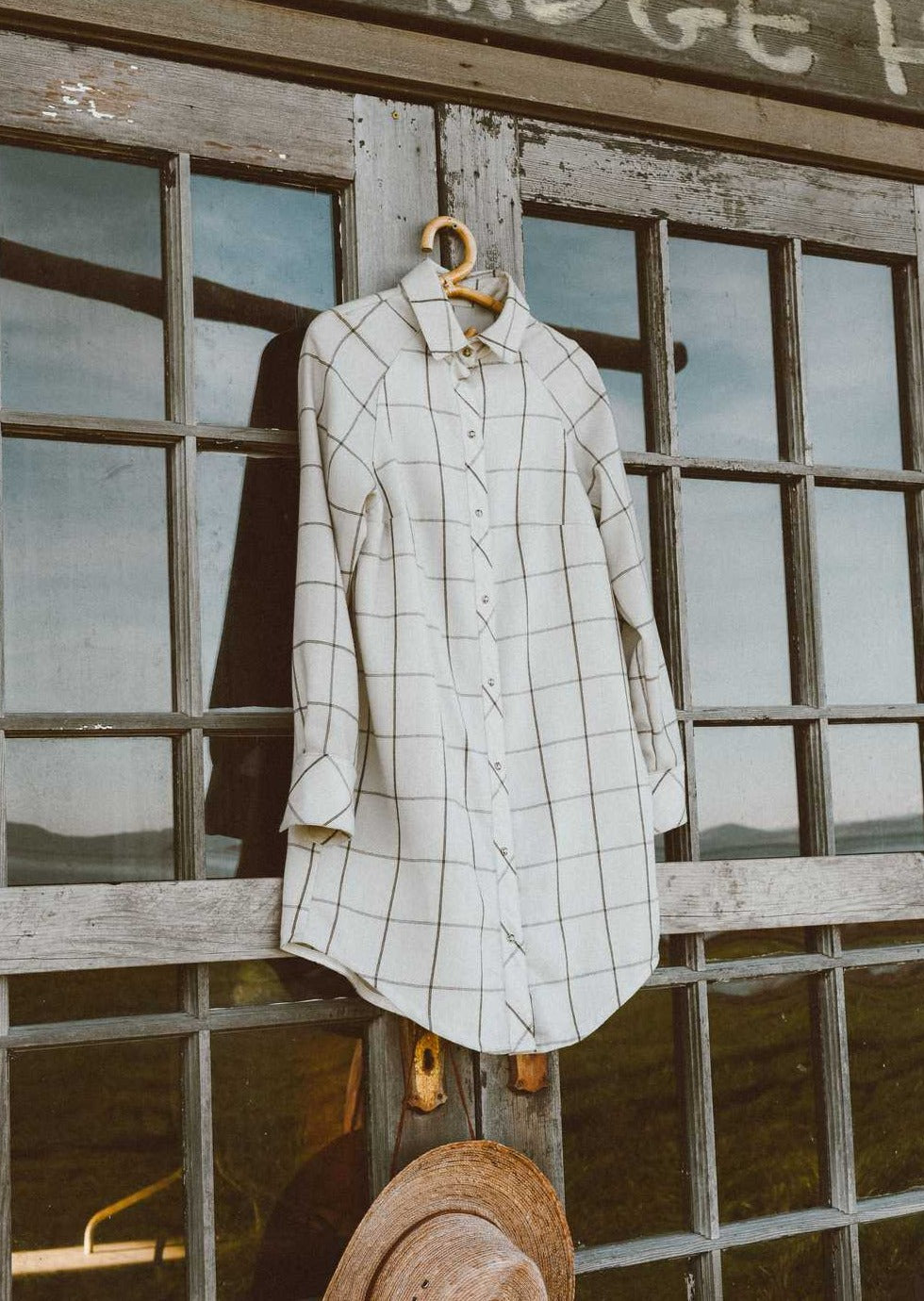 Epsom Tunic | Windowpane Plaid Wool Shirtdress - Street and Saddle